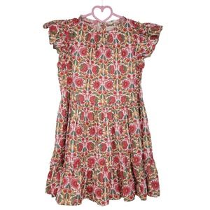 Caroline Constas Strawberry Dress New York Print Flutter Sleeve Mini Size Large